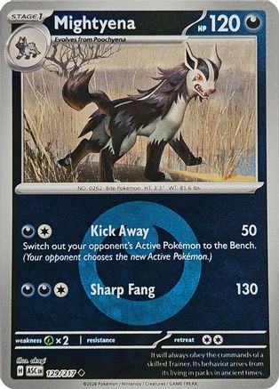 Image of Mightyena (Energy Symbol Pattern) 129/217  - Reverse Holofoil ME Ascended Heroes - Uncommon