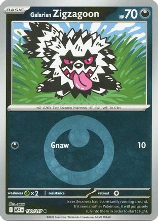 Image of Galarian Zigzagoon (Energy Symbol Pattern) 130  - Reverse Holofoil ME Ascended Heroes - Common