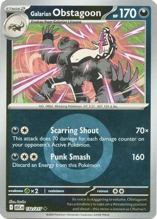 Image of Galarian Obstagoon (Energy Symbol Pattern) 132/217  - Reverse Holofoil ME Ascended Heroes - Uncommon