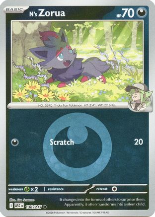 Image of N's Zorua (Energy Symbol Pattern) 136  - Reverse Holofoil ME Ascended Heroes - Common