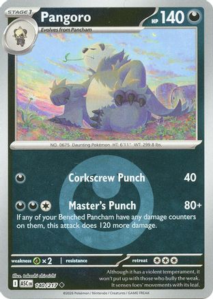 Image of Pangoro (Energy Symbol Pattern) 140  - Reverse Holofoil ME Ascended Heroes - Uncommon