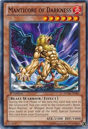 Image of Manticore of Darkness (SDOK-EN005) - Structure Deck: Onslaught of the Fire Kings 1st Edition