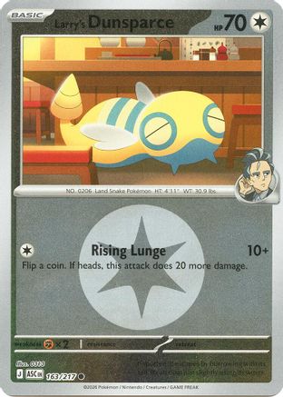 Image of Larry's Dunsparce (Energy Symbol Pattern) 163  - Reverse Holofoil ME Ascended Heroes - Common