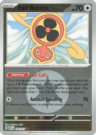 Image of Fan Rotom (Energy Symbol Pattern) 171/217  - Reverse Holofoil ME Ascended Heroes - Common