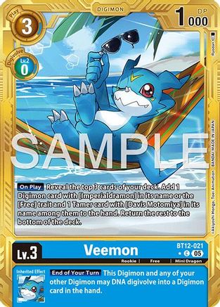 Image of Veemon - BT12-021 (Gold Border) (BT12-021) - Advanced Booster Digimon Generation Foil