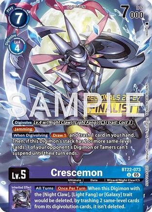 Image of Crescemon (Regionals 26-27 Season 1 Finalist) (BT22-073) - Cyber Eden Foil