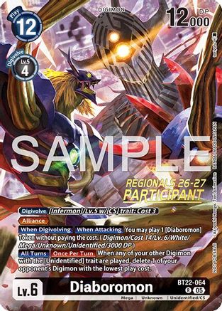 Image of Diaboromon (Regionals 26-27 Season 1 Participant) (BT22-064) - Cyber Eden Foil