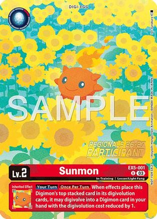 Image of Sunmon (Regionals 26-27 Season 1 Participant) (EX5-001) - Animal Colosseum Foil