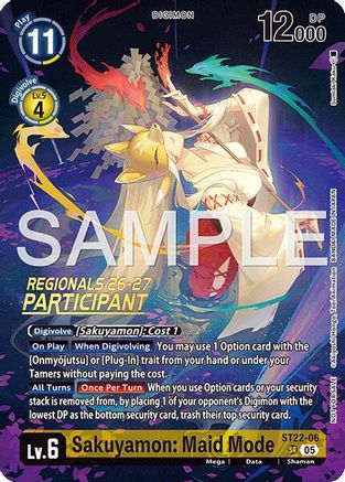 Image of Sakuyamon: Maid Mode (Regionals 26-27 Season 1 Participant) (ST22-06) - Starter Deck 22: Amethyst Mandala Advanced Deck Set Foil