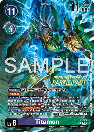 Image of Titamon (Regionals 26-27 Season 1 Participant) (P-209) - Digimon Promotion Cards Foil