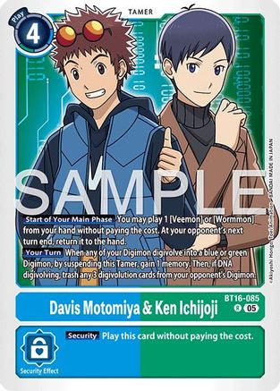 Image of Davis Motomiya & Ken Ichijoji (Reprint) (BT16-085) - Advanced Booster Digimon Generation Foil