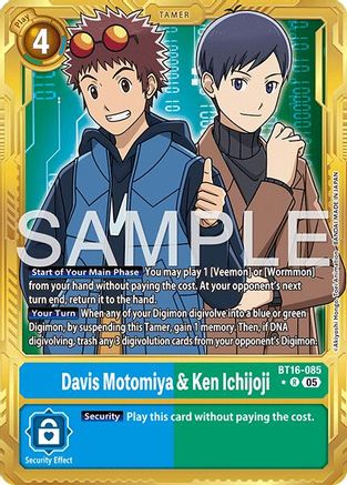Image of Davis Motomiya & Ken Ichijoji (Gold Border) (BT16-085) - Advanced Booster Digimon Generation Foil