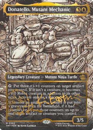Image of Donatello, Mutant Mechanic (Borderless) (Gold-Stamped Signature) (TMT-302) - Teenage Mutant Ninja Turtles Foil
