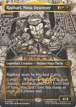 Image of Raphael, Ninja Destroyer (Borderless) (Gold-Stamped Signature) (TMT-303) - Teenage Mutant Ninja Turtles Foil