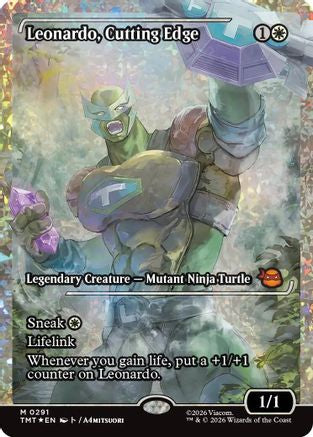Image of Leonardo, Cutting Edge (Showcase) (Fracture Foil) (TMT-291) - Teenage Mutant Ninja Turtles Foil
