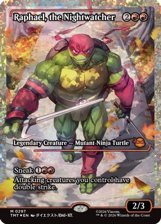 Image of Raphael, the Nightwatcher (Showcase) (Fracture Foil) (TMT-297) - Teenage Mutant Ninja Turtles Foil