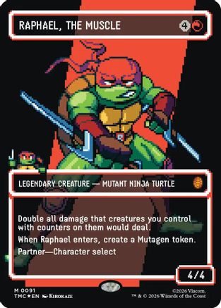 Image of Raphael, the Muscle (0091) (Borderless) (Surge Foil) (TMC-091) - Commander: Teenage Mutant Ninja Turtles Foil