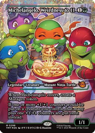 Image of Michelangelo, Weirdness to 11 (Showcase) (Fracture Foil) (TMT-298) - Teenage Mutant Ninja Turtles Foil