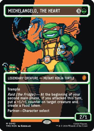 Image of Michelangelo, the Heart (0092) (Borderless) (Surge Foil) (TMC-092) - Commander: Teenage Mutant Ninja Turtles Foil
