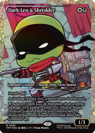 Image of Dark Leo & Shredder (Showcase) (Fracture Foil) (TMT-299) - Teenage Mutant Ninja Turtles Foil