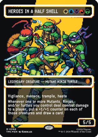 Image of Heroes in a Half Shell (0096) (Borderless) (Surge Foil) (TMC-096) - Commander: Teenage Mutant Ninja Turtles Foil