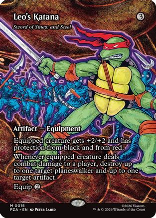 Image of Leo's Katana - Sword of Sinew and Steel (Borderless) (PZA-018) - Teenage Mutant Ninja Turtles Eternal-Legal Foil