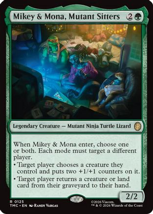 Image of Mikey & Mona, Mutant Sitters (TMC-125) - Commander: Teenage Mutant Ninja Turtles