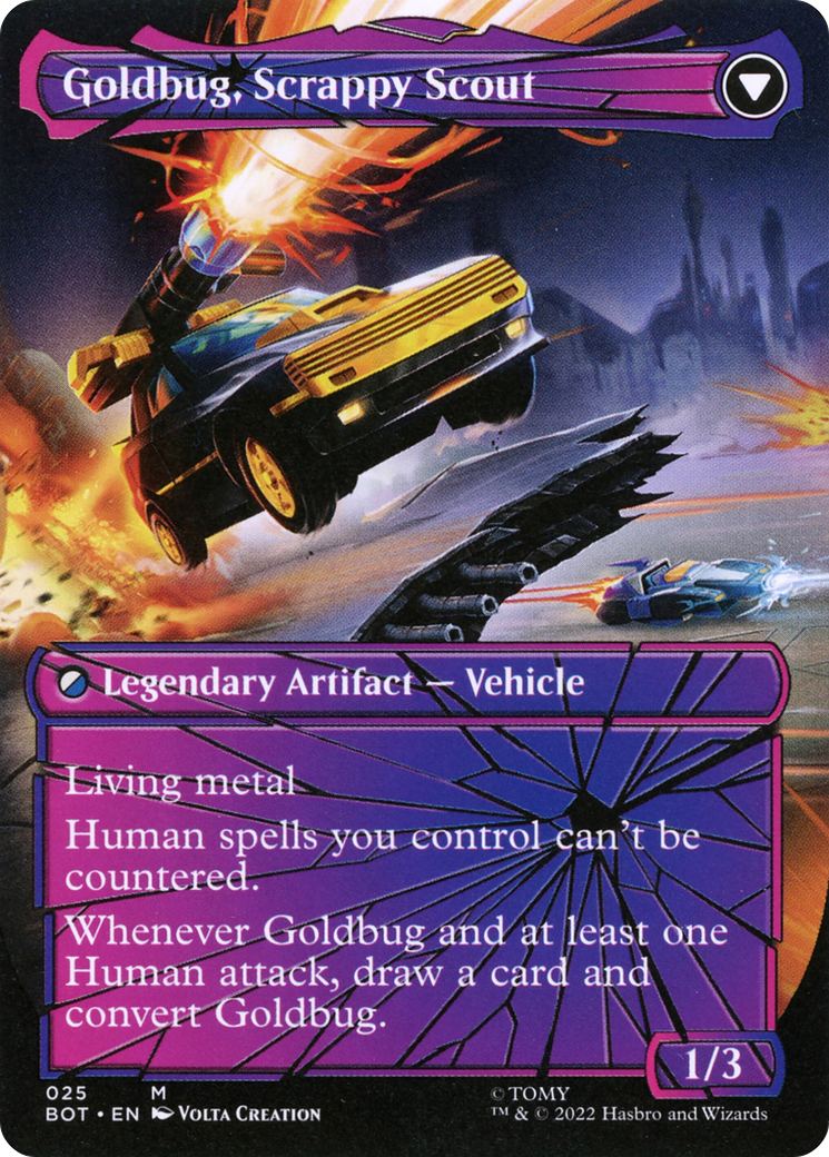 Image of Goldbug, Humanity's Ally (Shattered Glass) (BOT-025) - Transformers: (shatteredglass, convertdfc) (Borderless) Foil