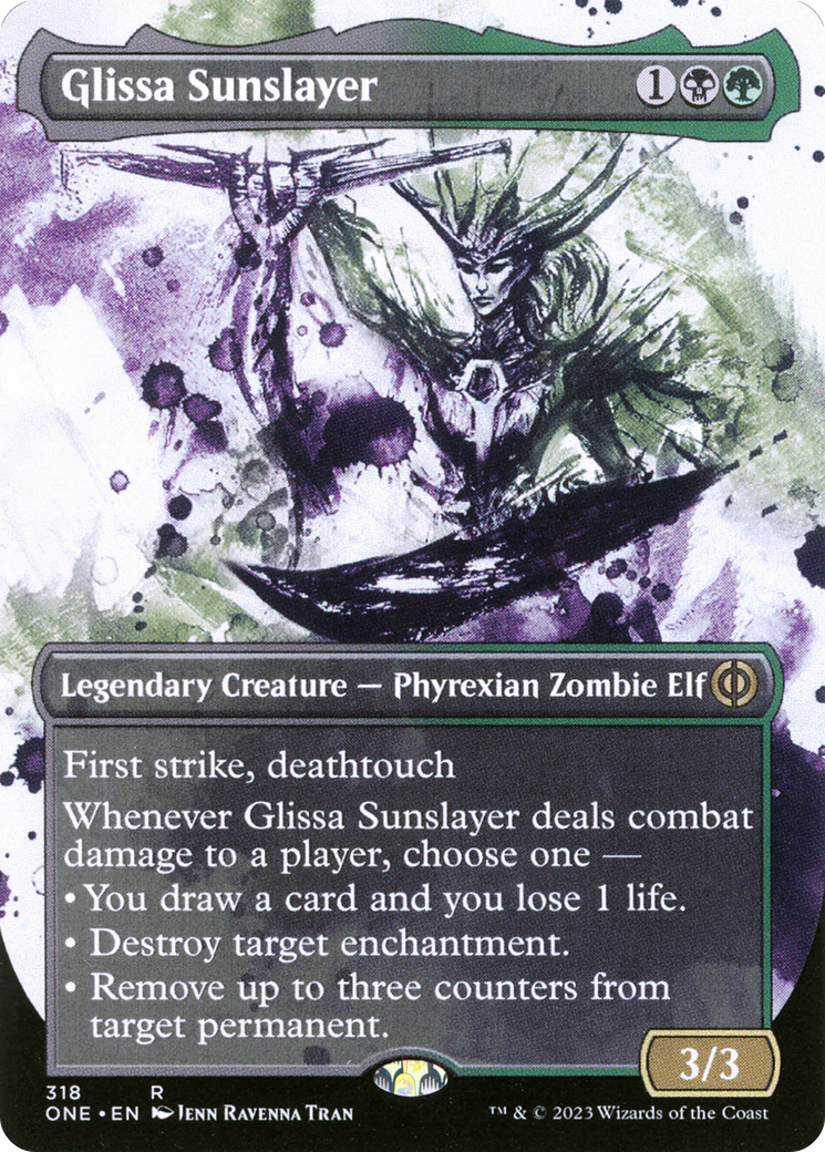 Image of Glissa Sunslayer (Showcase) (ONE-318) - Phyrexia: All Will Be One: (Showcase) (Borderless) Foil