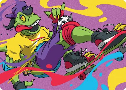 Image of Mondo Gecko Art Card (Gold-Stamped Signature) (ASTMT-026) - Art Series: Teenage Mutant Ninja Turtles