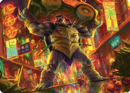 Image of Slash, Reptile Rampager Art Card (Gold-Stamped Signature) (ASTMT-010) - Art Series: Teenage Mutant Ninja Turtles