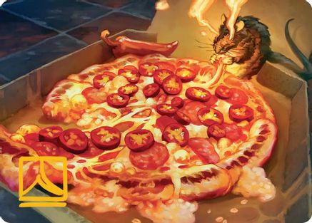 Image of Spicy Oatmeal Pizza Art Card (Gold-Stamped Signature) (ASTMT-011) - Art Series: Teenage Mutant Ninja Turtles