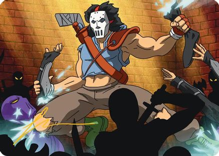 Image of Casey Jones, Vigilante Art Card (Gold-Stamped Signature) (ASTMT-028) - Art Series: Teenage Mutant Ninja Turtles