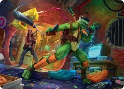 Image of Michelangelo, Game Master Art Card (ASTMT-013) - Art Series: Teenage Mutant Ninja Turtles