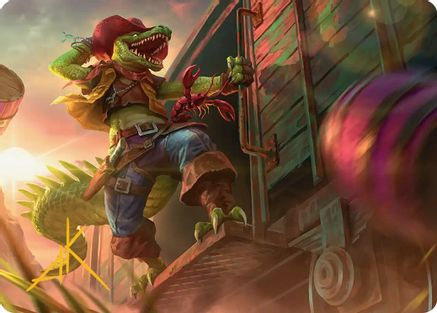 Image of Leatherhead, Iron Gator Art Card (Gold-Stamped Signature) (ASTMT-043) - Art Series: Teenage Mutant Ninja Turtles