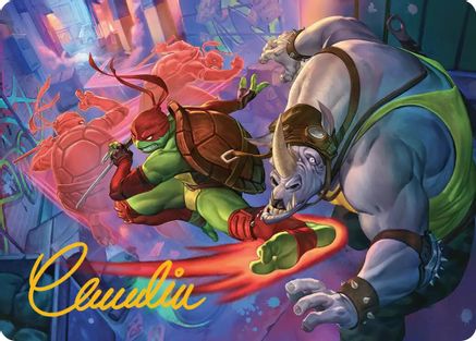Image of Super Combo Art Card (Gold-Stamped Signature) (ASTMT-044) - Art Series: Teenage Mutant Ninja Turtles