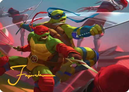 Image of Raph & Leo, Sibling Rivals Art Card (Gold-Stamped Signature) (ASTMT-016) - Art Series: Teenage Mutant Ninja Turtles