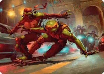 Image of Raph & Mikey, Troublemakers Art Card (ASTMT-017) - Art Series: Teenage Mutant Ninja Turtles