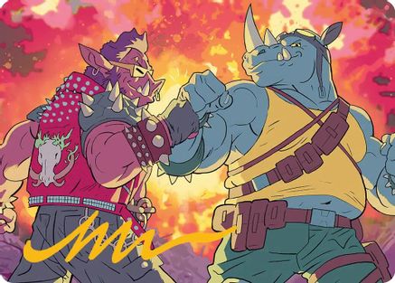 Image of Bebop & Rocksteady Art Card (Gold-Stamped Signature) (ASTMT-029) - Art Series: Teenage Mutant Ninja Turtles