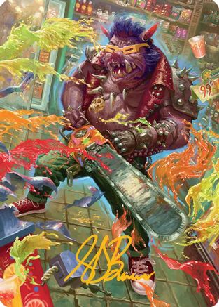 Image of Bebop, Porcine Punk Art Card (Gold-Stamped Signature) (ASTMT-052) - Art Series: Teenage Mutant Ninja Turtles