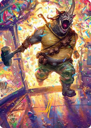 Image of Rocksteady, Rowdy Rhino Art Card (Gold-Stamped Signature) (ASTMT-054) - Art Series: Teenage Mutant Ninja Turtles