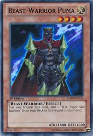 Image of Beast-Warrior Puma (HA07-EN032) - Hidden Arsenal 7: Knight of Stars 1st Edition
