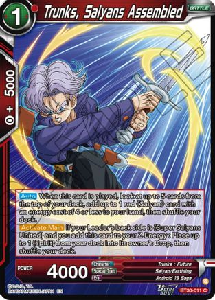 Image of Trunks, Saiyans Assembled (BT30-011) - Three Glorious Fighters