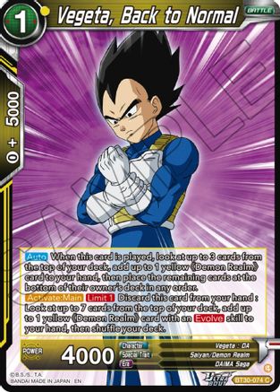 Image of Vegeta, Back to Normal (BT30-074) - Three Glorious Fighters