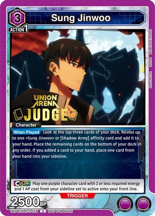 Image of Sung Jinwoo (018) (Judge) (UEPR/SLG-1-018) - Union Arena Promotion Cards Foil