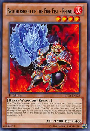 Image of Brotherhood of the Fire Fist - Rhino (LTGY-EN028) - Lord of the Tachyon Galaxy 1st Edition