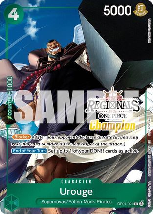 Image of Urouge (Offline Regional Champion Card Set 2025 Vol.1) (OP07-021) - One Piece Promotion Cards Foil