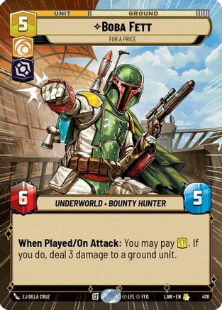 Image of Boba Fett - For a Price (Hyperspace) (478) - A Lawless Time