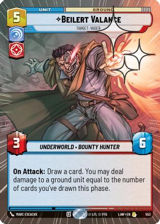 Image of Beilert Valance - Target: Vader (Hyperspace Foil) (553) - A Lawless Time Foil