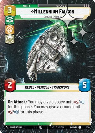 Image of Millennium Falcon - Dodgin Patrols (Hyperspace Foil) (570) - A Lawless Time Foil